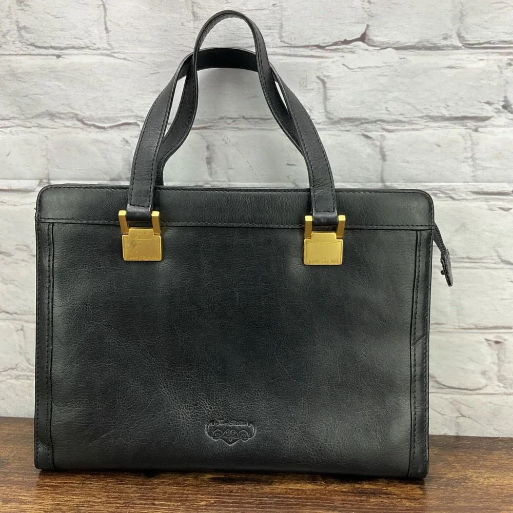 Vintage Jane Shilton Lack Leather Hand Bag With Gold Tone Hardware